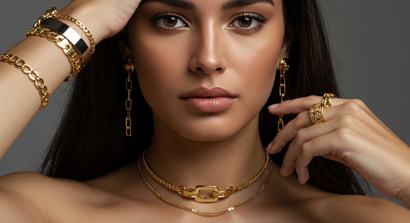 Joyería de Acero Bañada en Oro